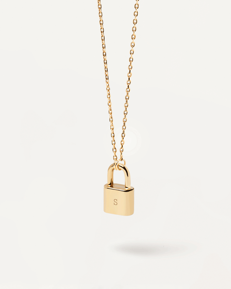 Gold-plated silver necklace with padlock pendant to personalize