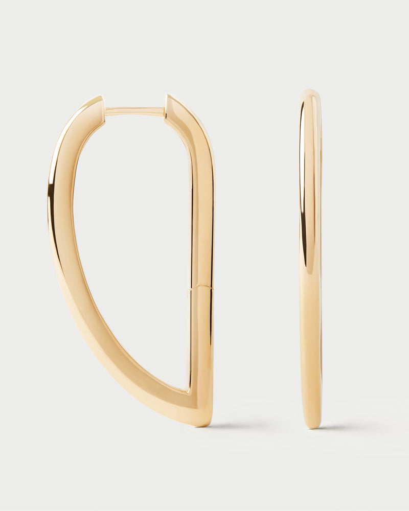 Large geometric hoop earrings with asymmetric oval shape