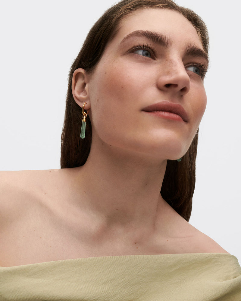 Green Aventurine Large Jupiter Single Hoop - 
  
    Sterling Silver / 18K Gold plating
  
