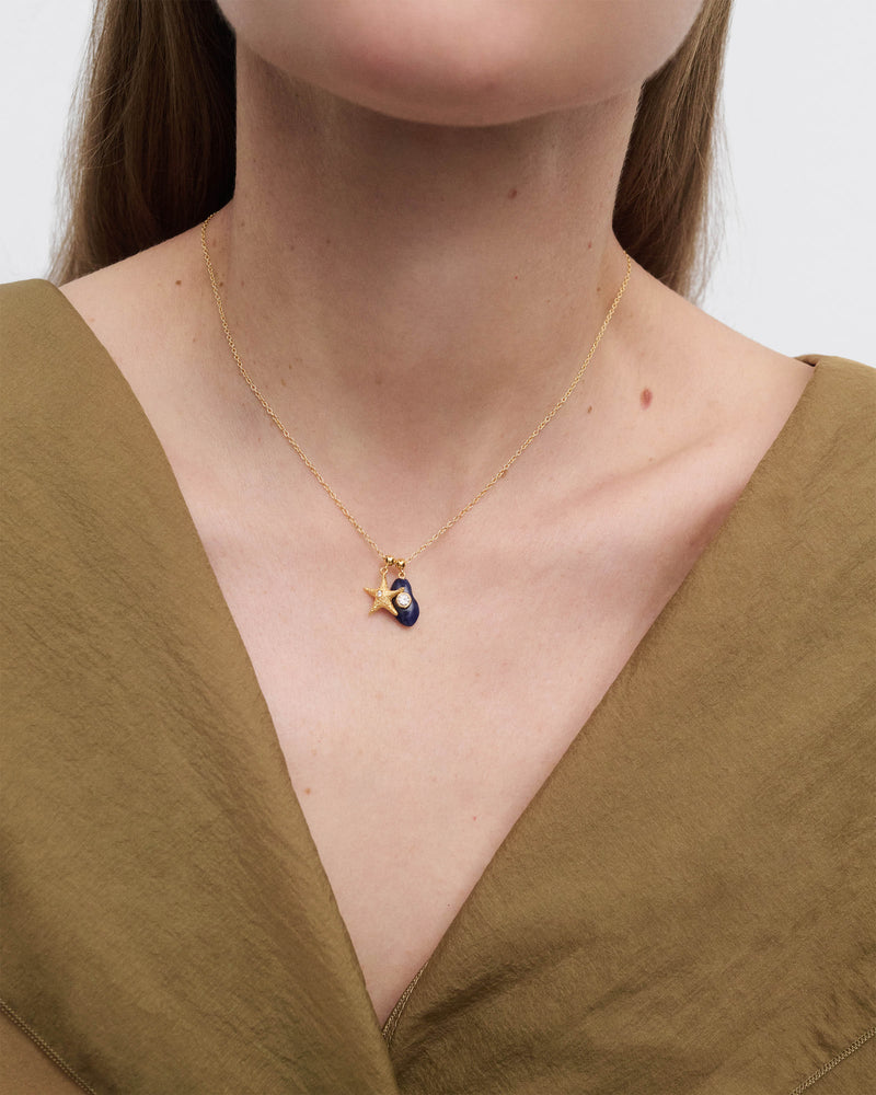 Intuition Sodalite charm - 
  
    Sterling Silver / 18K Gold plating
  
