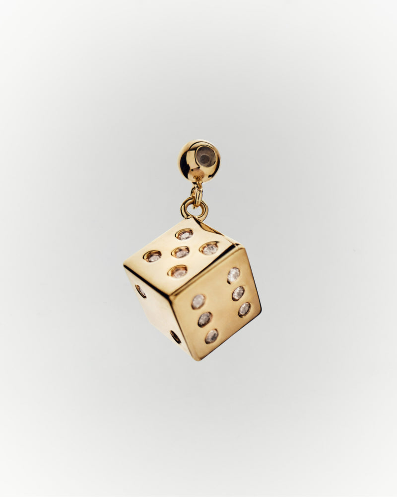 Dice lucky charm set with white zirconia to personalize necklace or bracelet