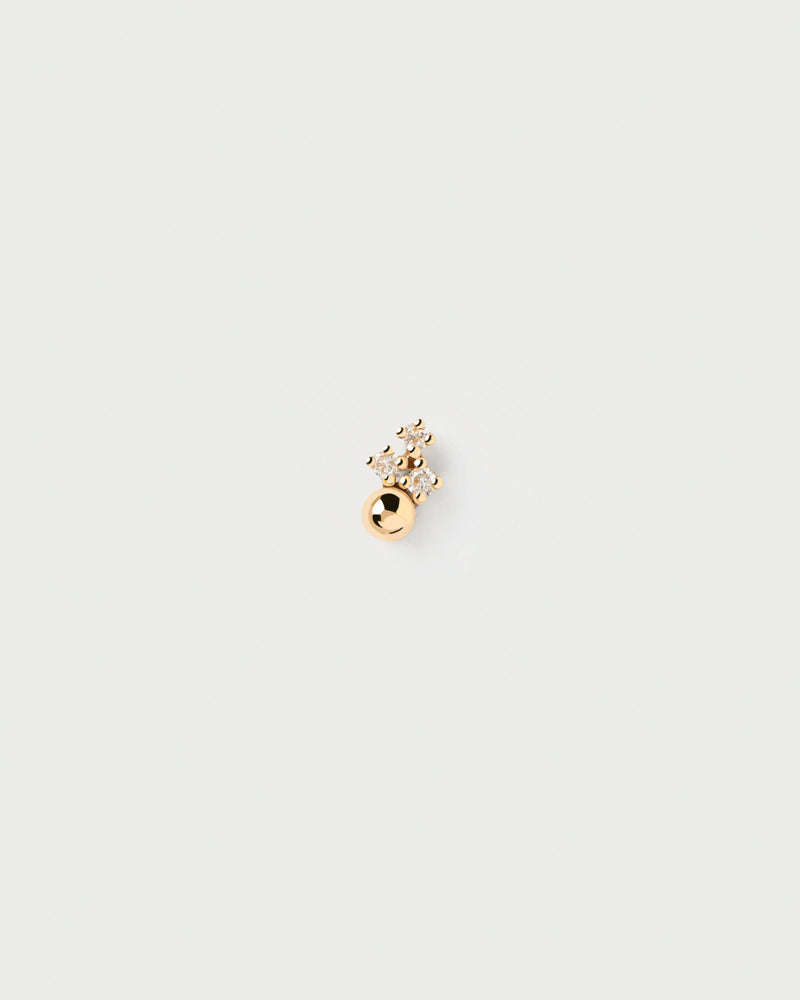 Solid yellow gold ear piercing with solid gold ball & dainty lab-grown diamonds of 0.01 carat