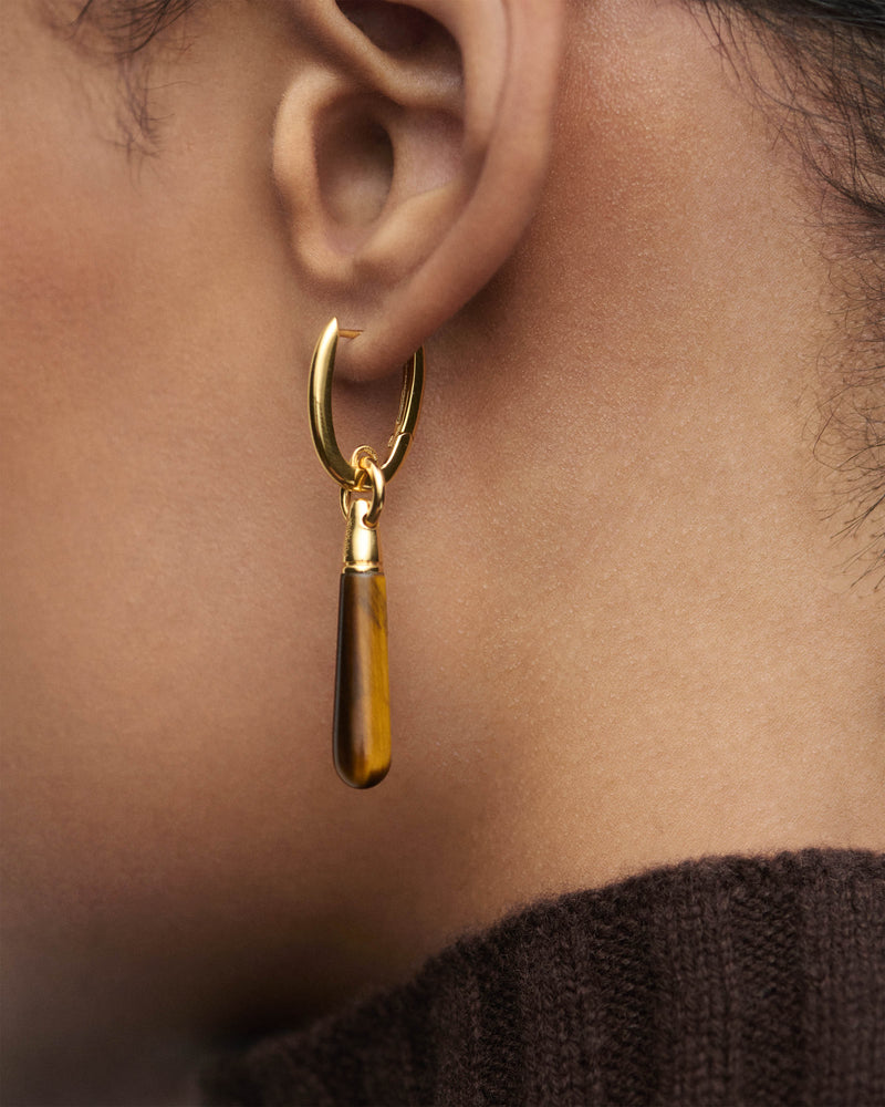 Tiger Eye large Jupiter single hoop - 
  
    Sterling Silver / 18K Gold plating
  
