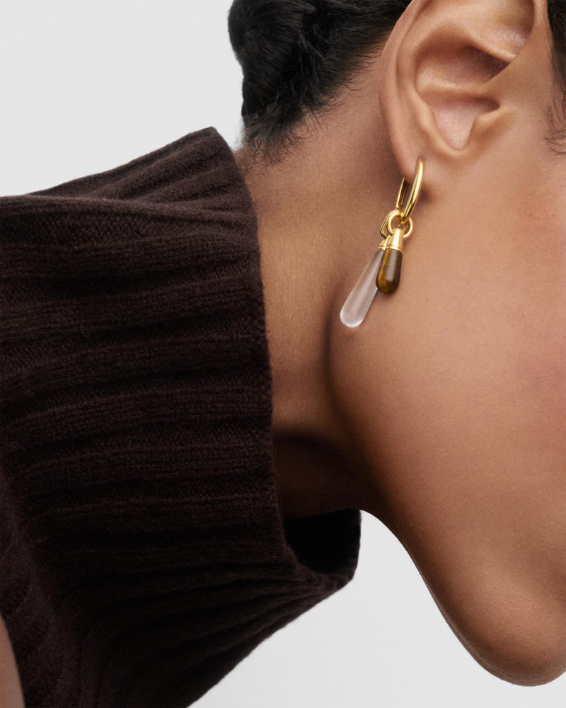 Tiger Eye Jupiter single hoop - 
  
    Sterling Silver / 18K Gold plating
  
