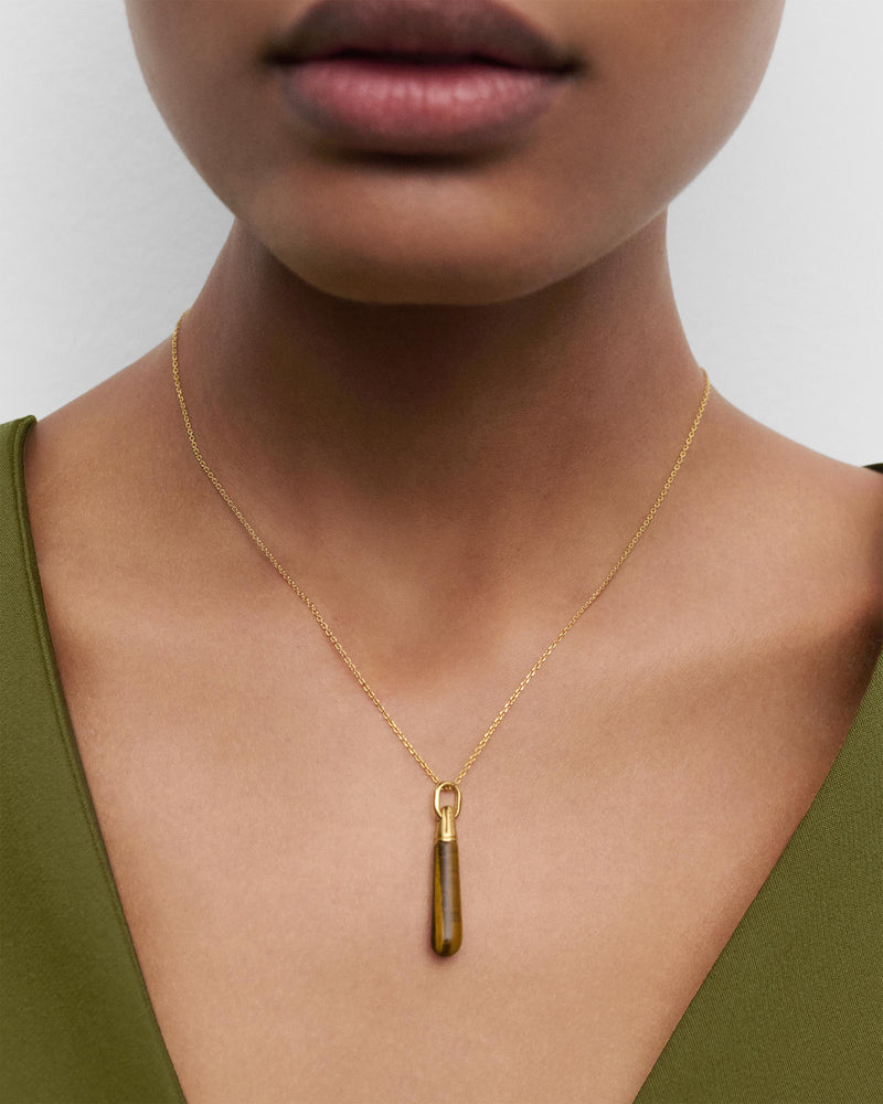 Tiger Eye Large Drop pendant - 
  
    Sterling Silver / 18K Gold plating
  

