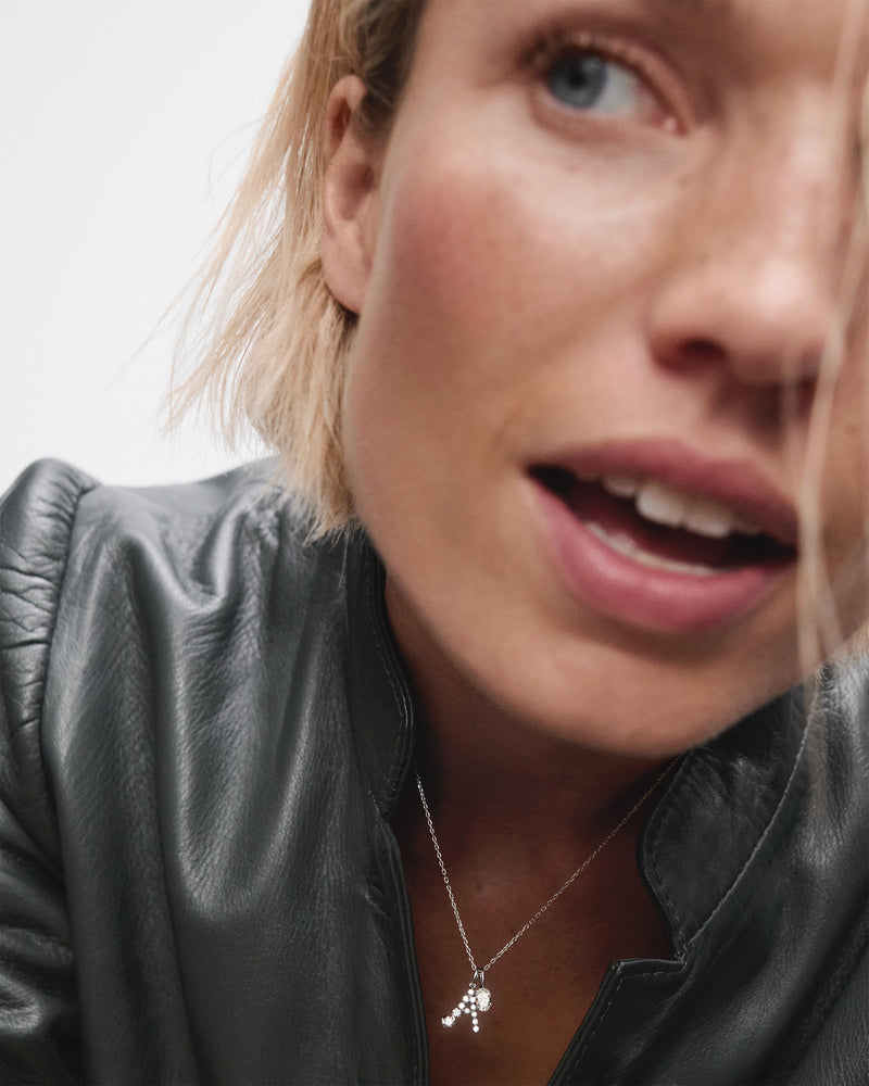 Diamonds and white gold A initial pendant - 
  
    18K White gold / Rhodium silver plating
  
