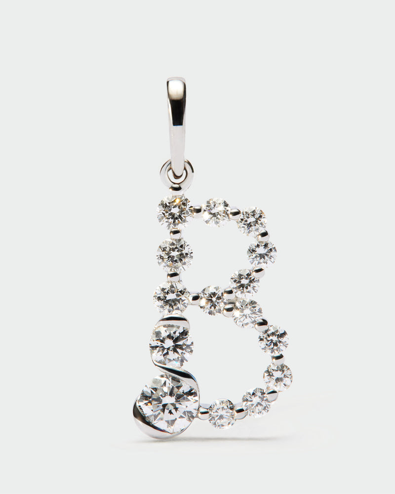 White gold initial B pendant with diamond details