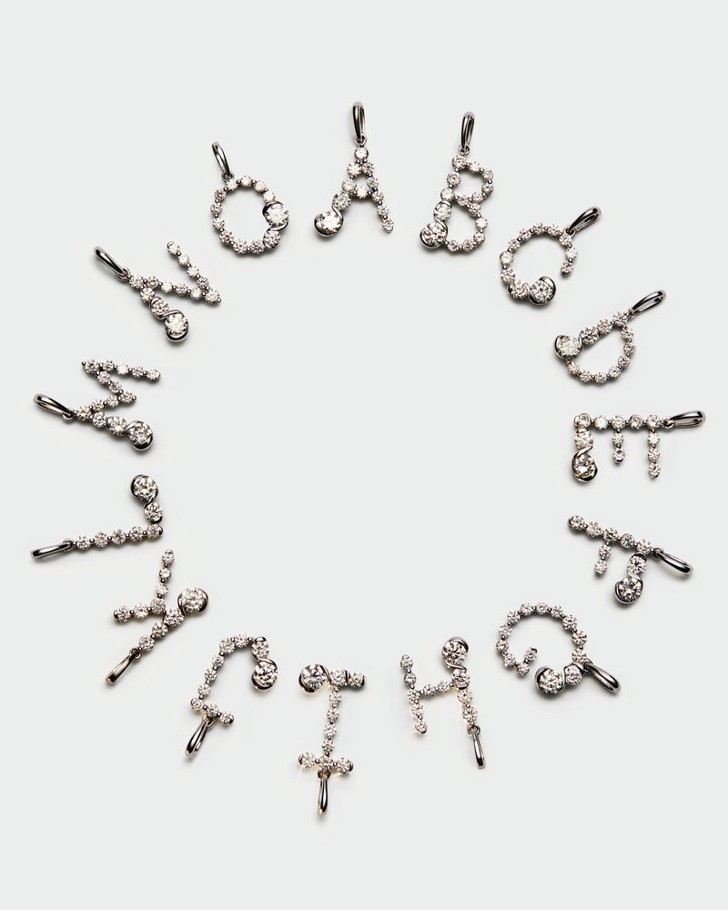 Diamonds and white gold S initial pendant - 
  
    18K White gold / Rhodium silver plating
  
