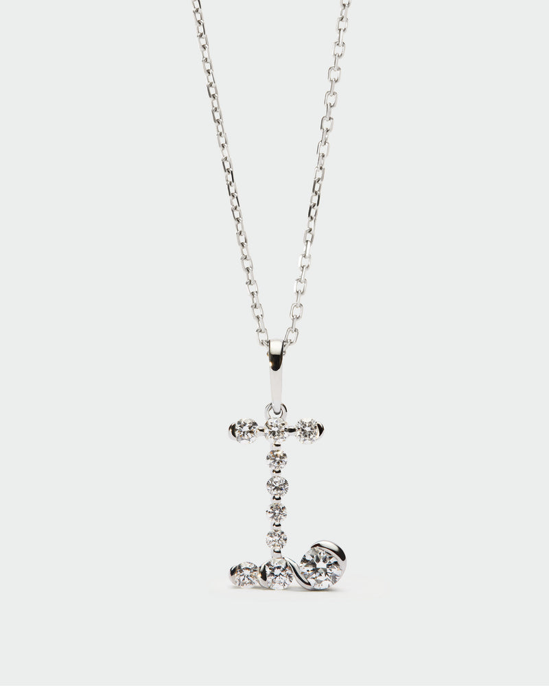 Diamonds and white gold I initial pendant - 
  
    18K White gold / Rhodium silver plating
  
