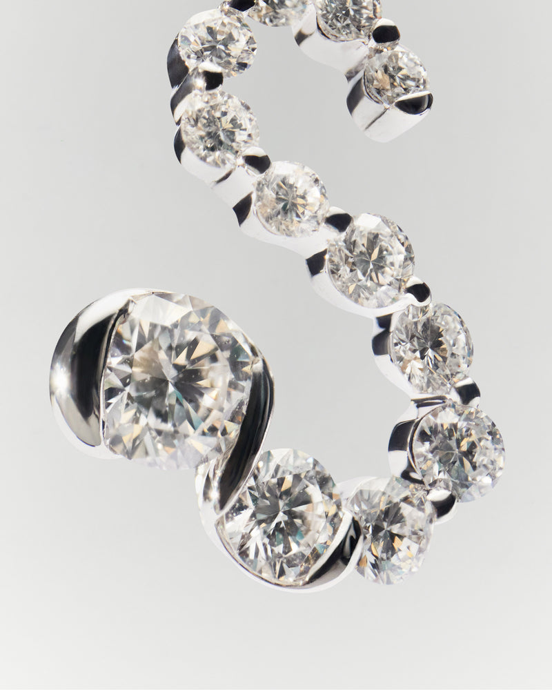 Diamonds and white gold S initial pendant - 
  
    18K White gold / Rhodium silver plating
  
