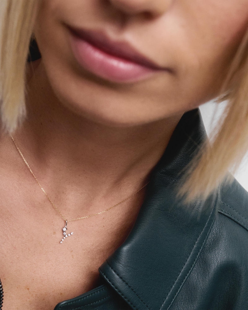 Diamonds and white gold Y initial pendant - 
  
    18K White gold / Rhodium silver plating
  
