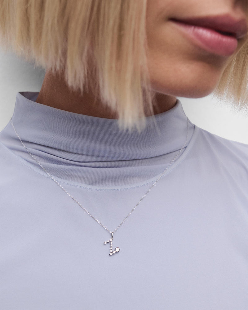 Diamonds and white gold Z initial pendant - 
  
    18K White gold / Rhodium silver plating
  
