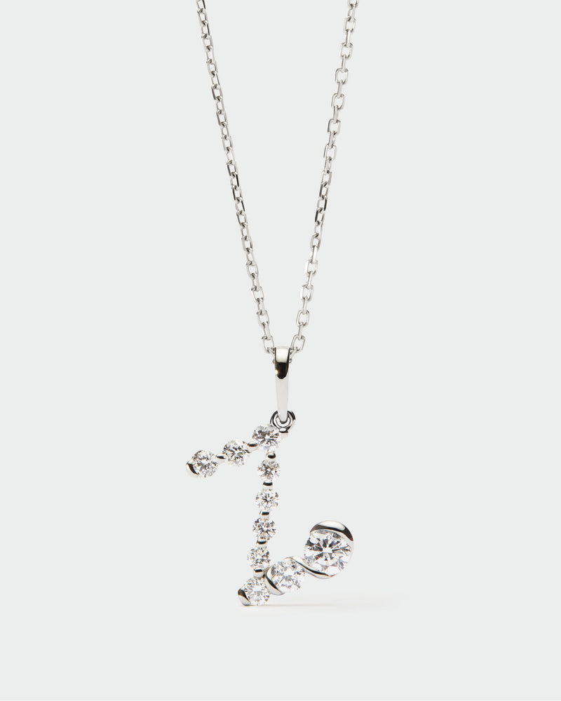 Diamonds and white gold Z initial pendant - 
  
    18K White gold / Rhodium silver plating
  
