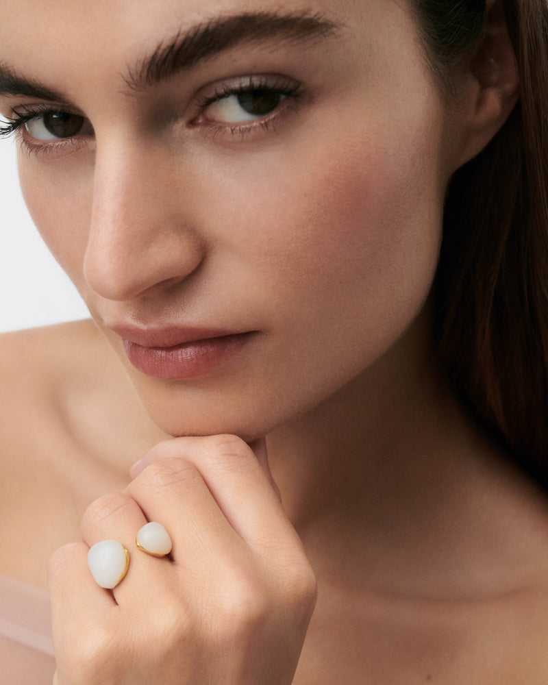 Quartz Gravity ring - 
  
    Sterling Silver / 18K Gold plating
  
