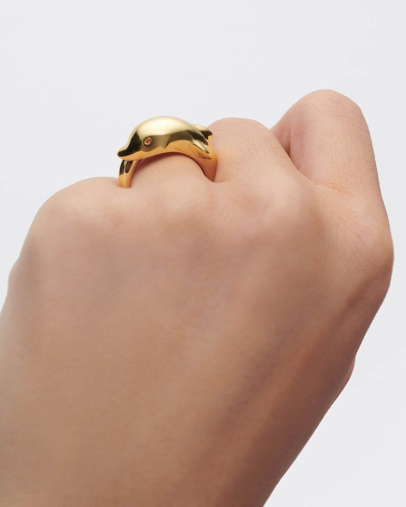 Dolphin ring - 
  
    Sterling Silver / 18K Gold plating
  
