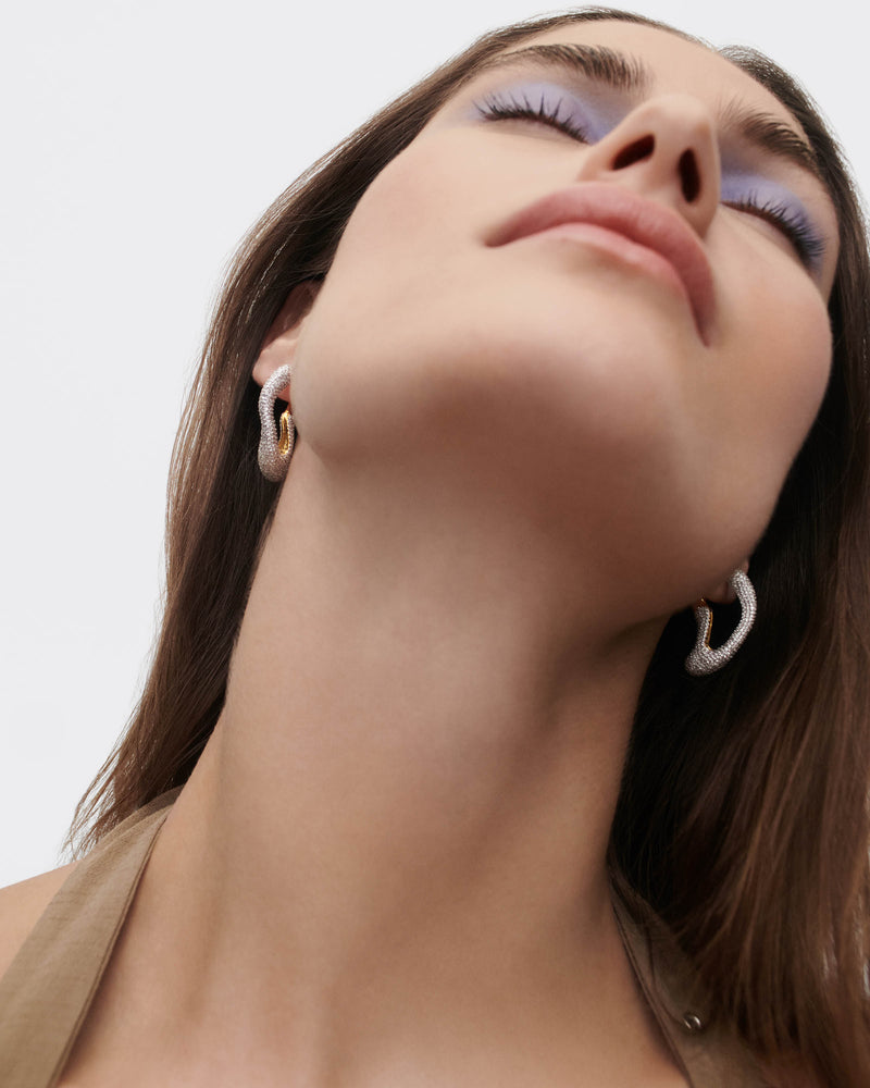 Pavé Sense hoops - 
  
    Sterling Silver / 18K Gold plating
  
