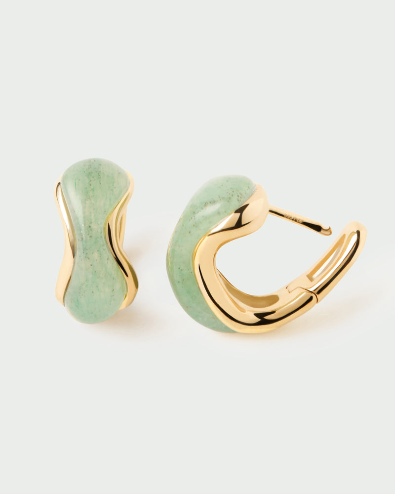 Green aventurine Musa hoops - 
  
    Sterling Silver / 18K Gold plating
  
