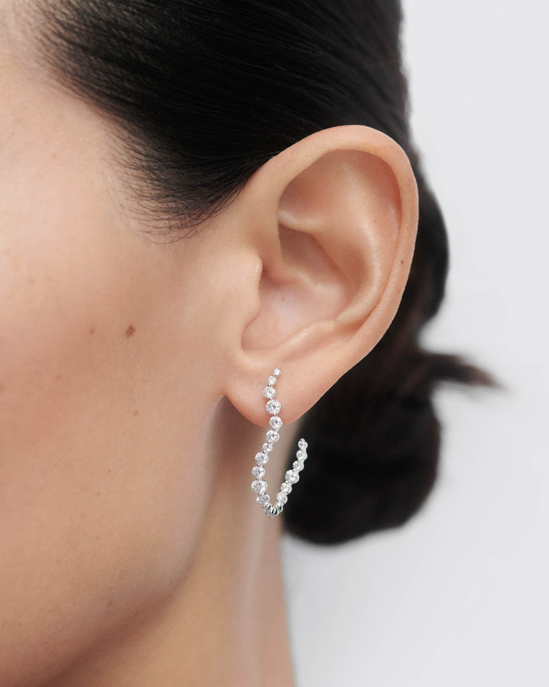 Diamonds and white gold Venus hoops - 
  
    18K White gold / Rhodium silver plating
  
