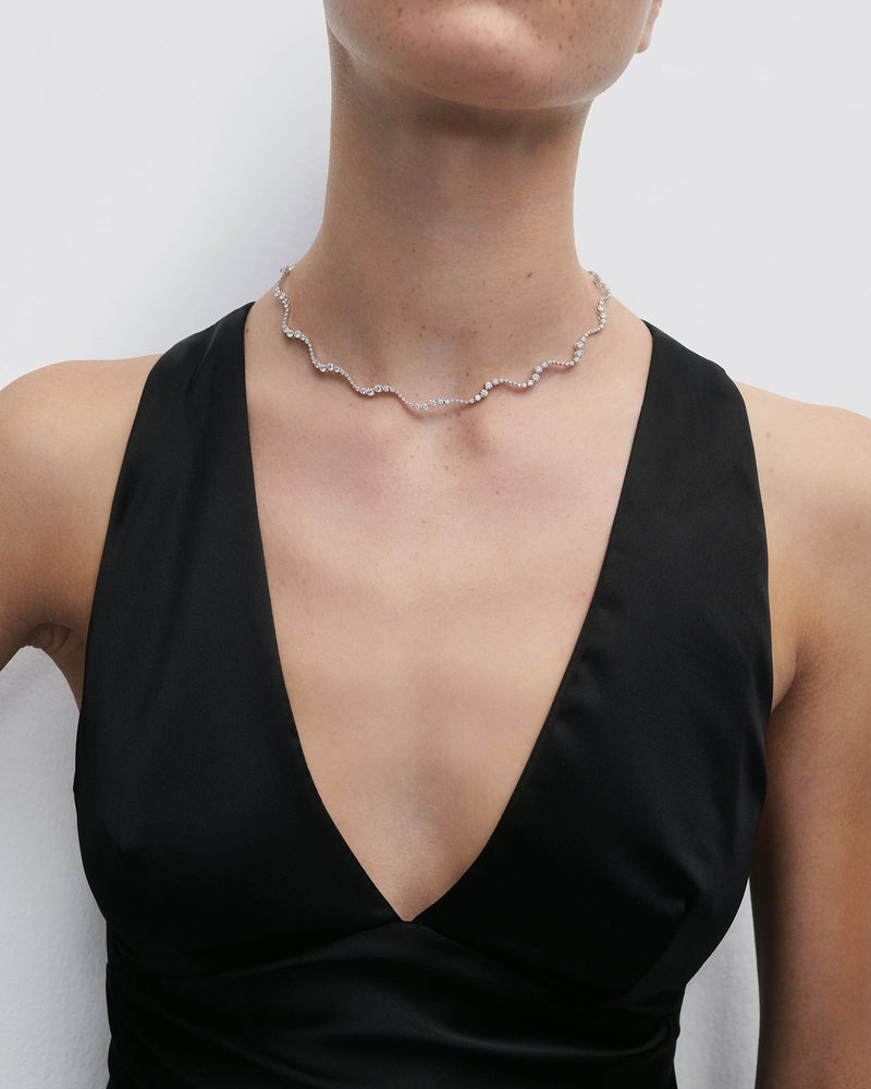 Diamonds and white gold Venus choker necklace - 
  
    18K White gold / Rhodium silver plating
  
