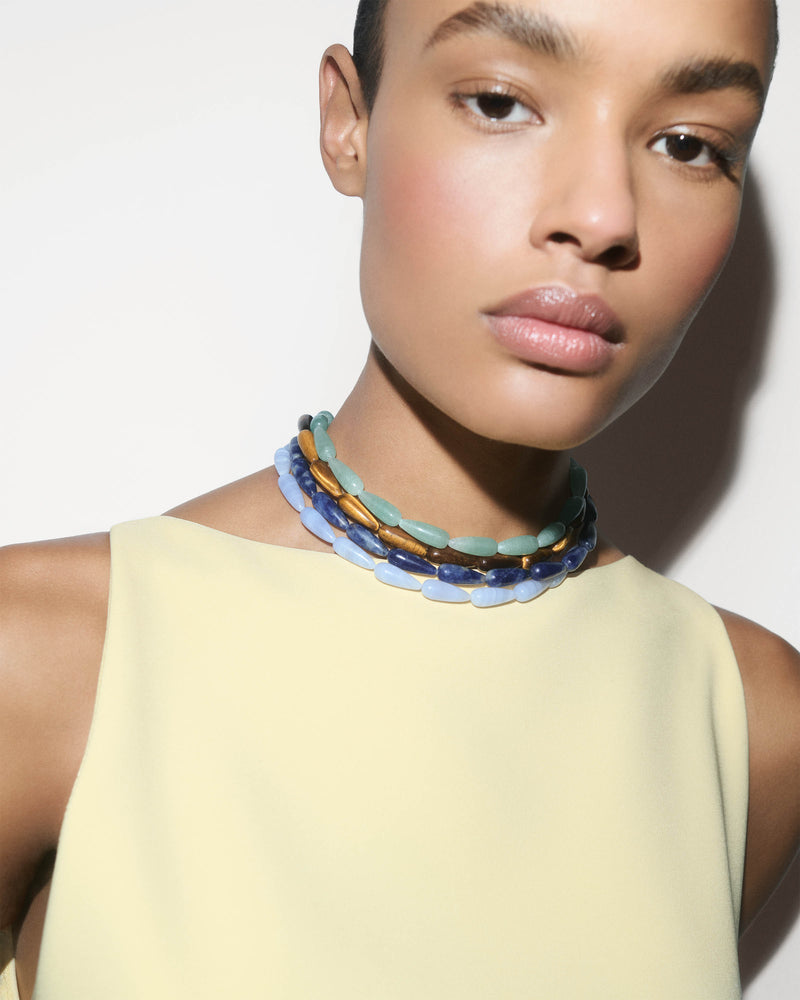 Blue agate Drop necklace - 
  
    Sterling Silver / 18K Gold plating
  
