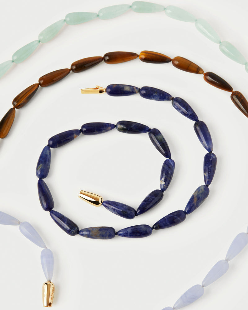 Blue agate Drop necklace - 
  
    Sterling Silver / 18K Gold plating
  
