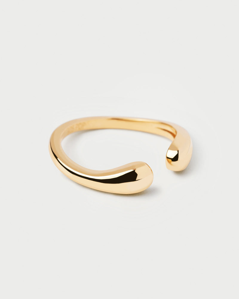 Bold and curvy unclosed-ring in gold-plated silver