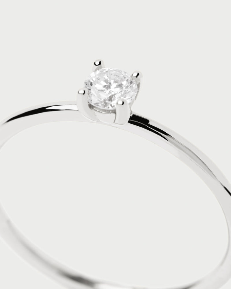 Diamonds and White Gold Solitaire Medium Ring - 
  
    18K White gold / Rhodium silver plating
  

