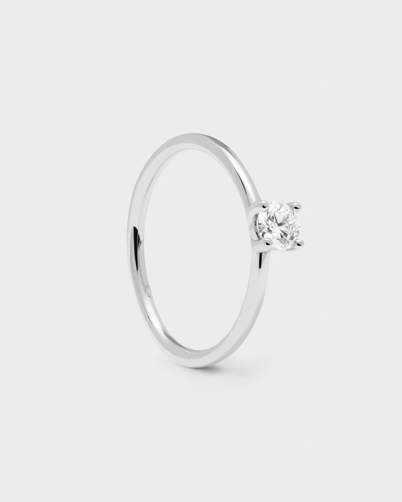 Diamonds and White Gold Solitaire Medium Ring - 
  
    18K White gold / Rhodium silver plating
  
