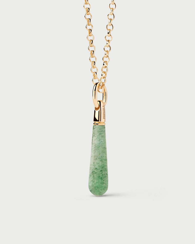 Green Aventurine Large Drop Pendant - 
  
    Sterling Silver / 18K Gold plating
  
