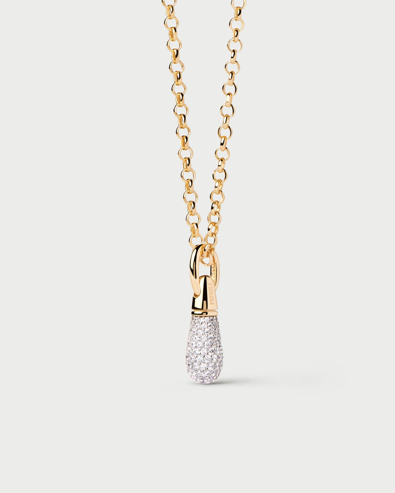 Pavé Drop Pendant - 
  
    Sterling Silver / 18K Gold plating
  
