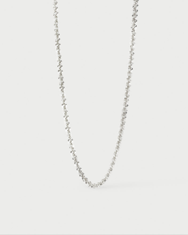 Dainty sparkle silver chain necklace with a subtle twisted design