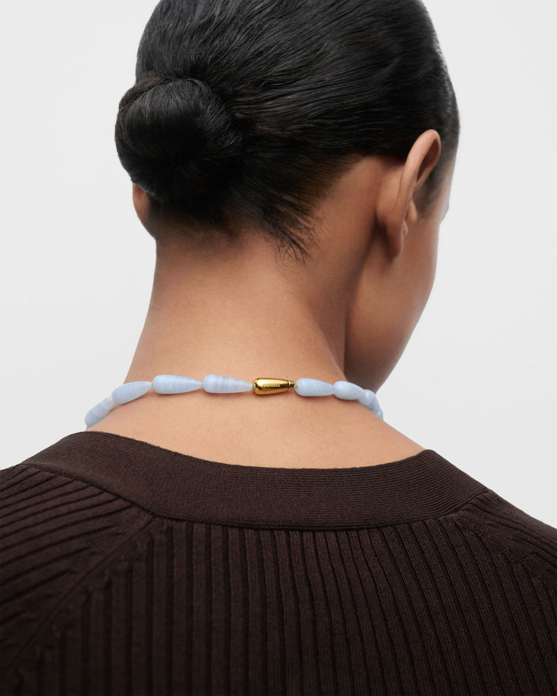 Blue agate Drop necklace - 
  
    Sterling Silver / 18K Gold plating
  
