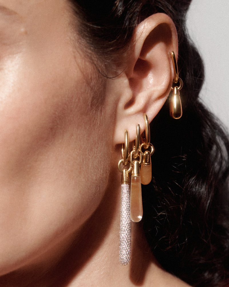 Stackable yellow gemstone drop pendant to customize necklace or hoops