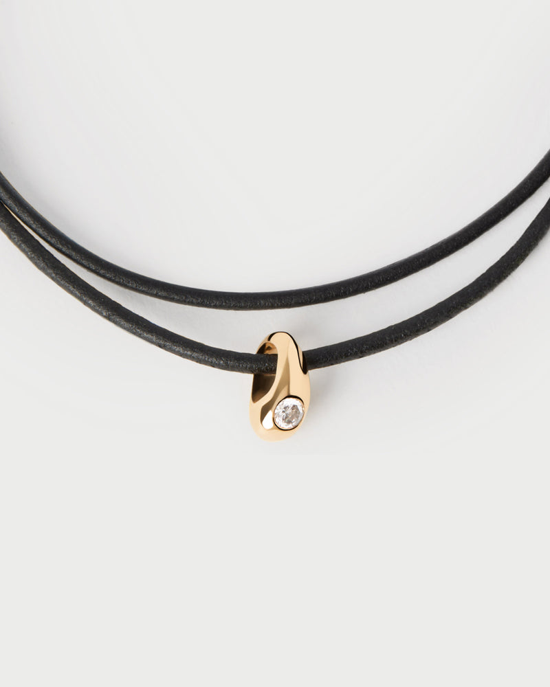 Fluid zirconia drop pendant to customize cord or chain necklace