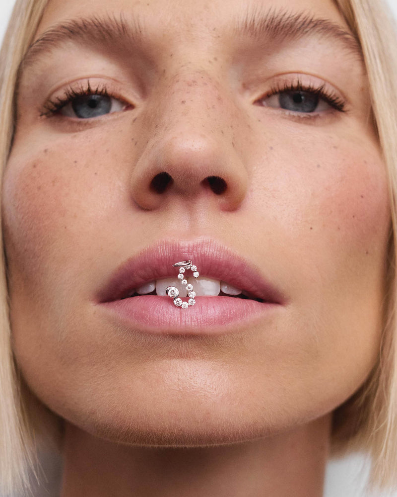 White gold initial S pendant with diamond details